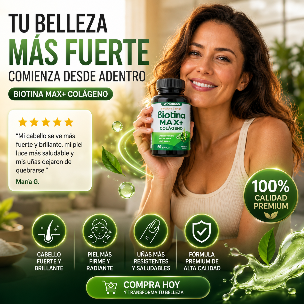 BiotinaMax + Colágeno - Fortalece y Brillo