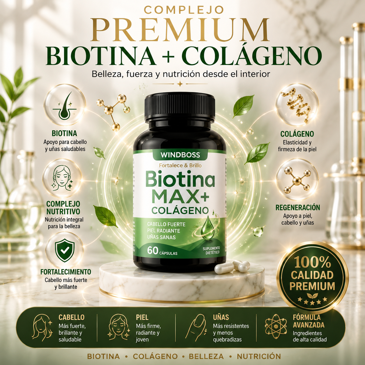 BiotinaMax + Colágeno - Fortalece y Brillo
