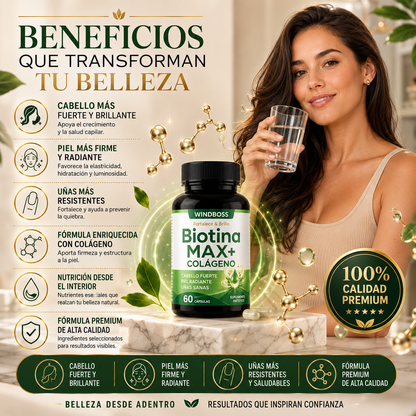 BiotinaMax + Colágeno - Fortalece y Brillo