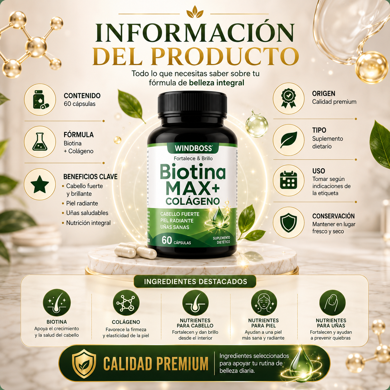 BiotinaMax + Colágeno - Fortalece y Brillo