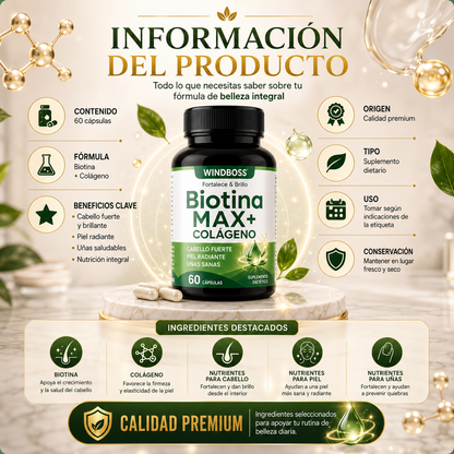 BiotinaMax + Colágeno - Fortalece y Brillo