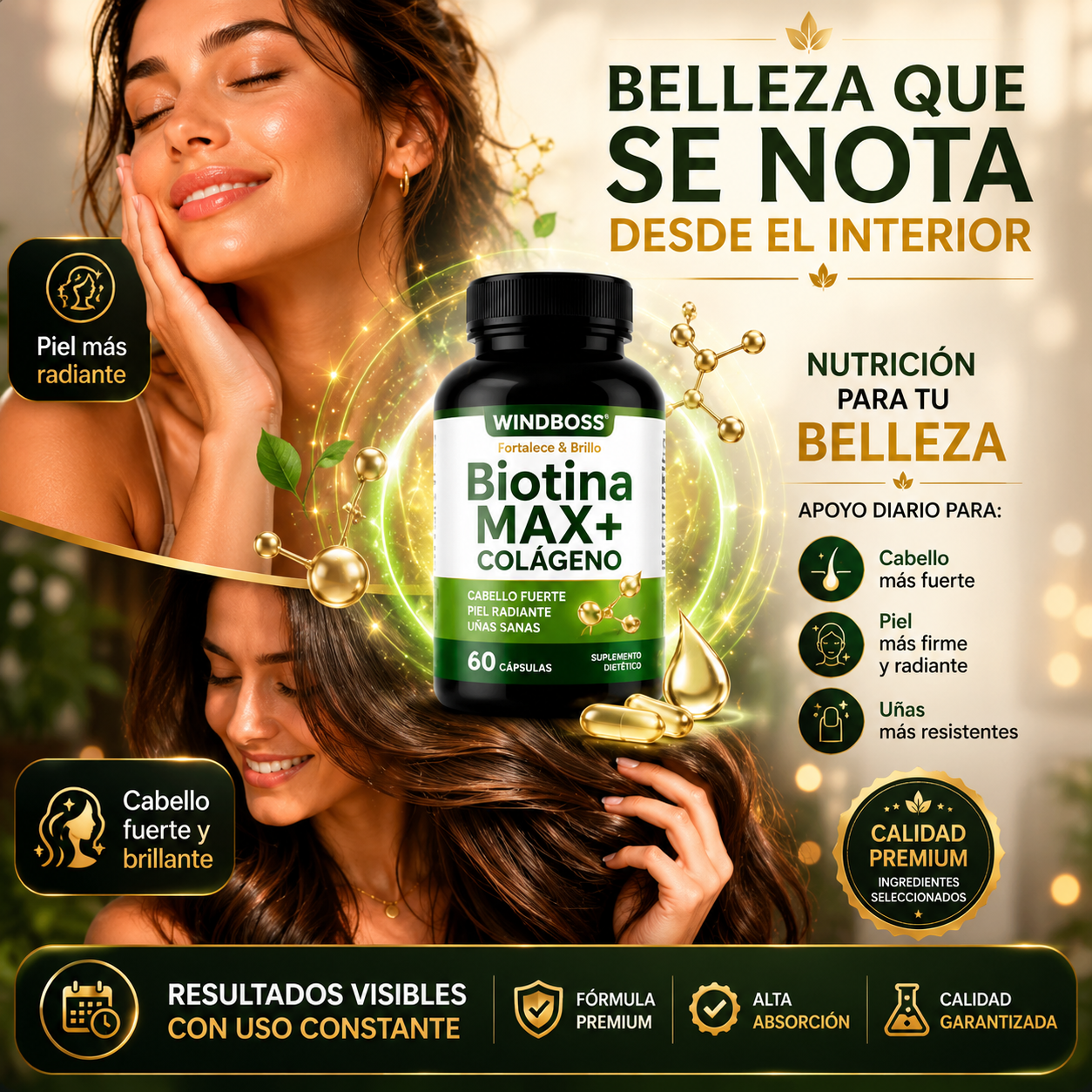 BiotinaMax + Colágeno - Fortalece y Brillo