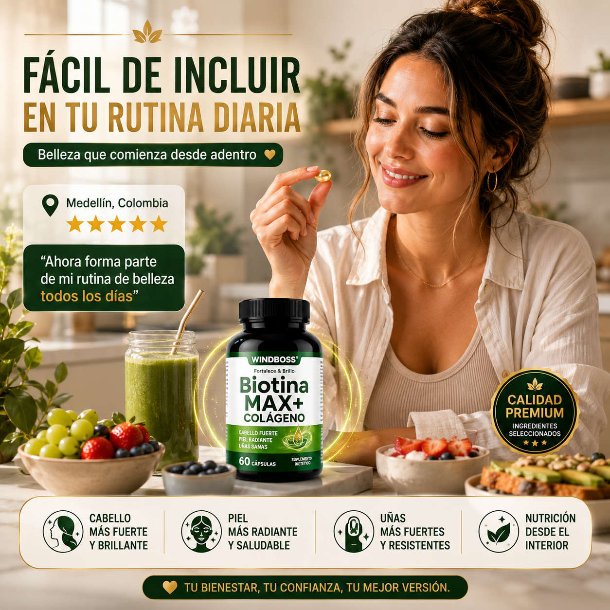 BiotinaMax + Colágeno - Fortalece y Brillo