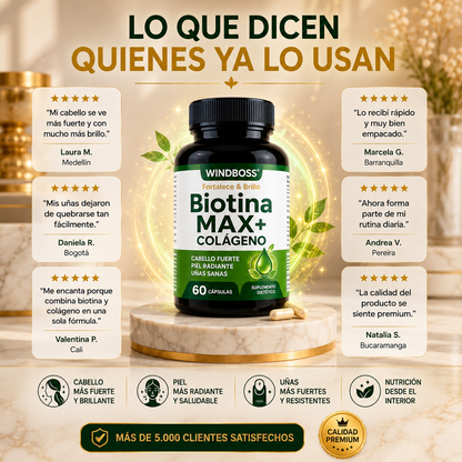 BiotinaMax + Colágeno - Fortalece y Brillo