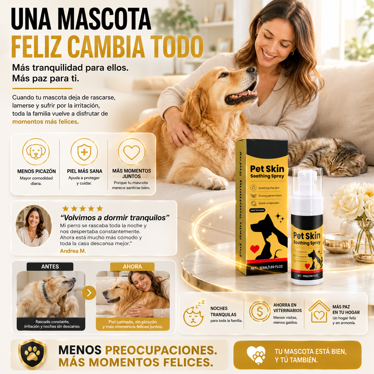 PetDerma – Spray Reparador para la Piel de Mascotas, Alivia Irritación y Favorece la Recuperación