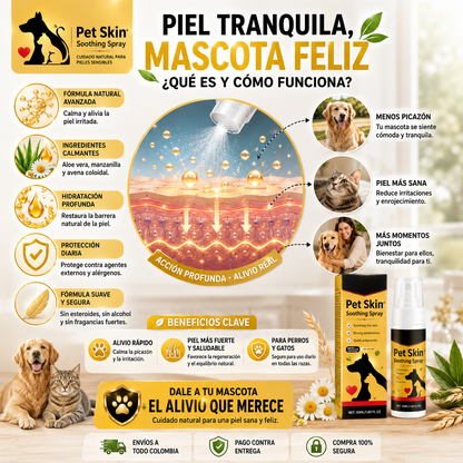 PetDerma – Spray Reparador para la Piel de Mascotas, Alivia Irritación y Favorece la Recuperación