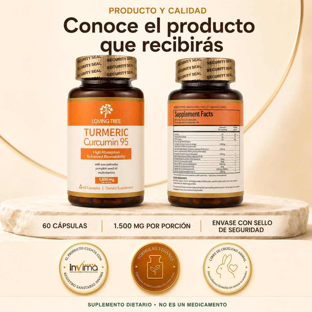 Turmeric Cúrcumin 95% - Concentrado para Articulaciones, Energía y Bienestar Diario