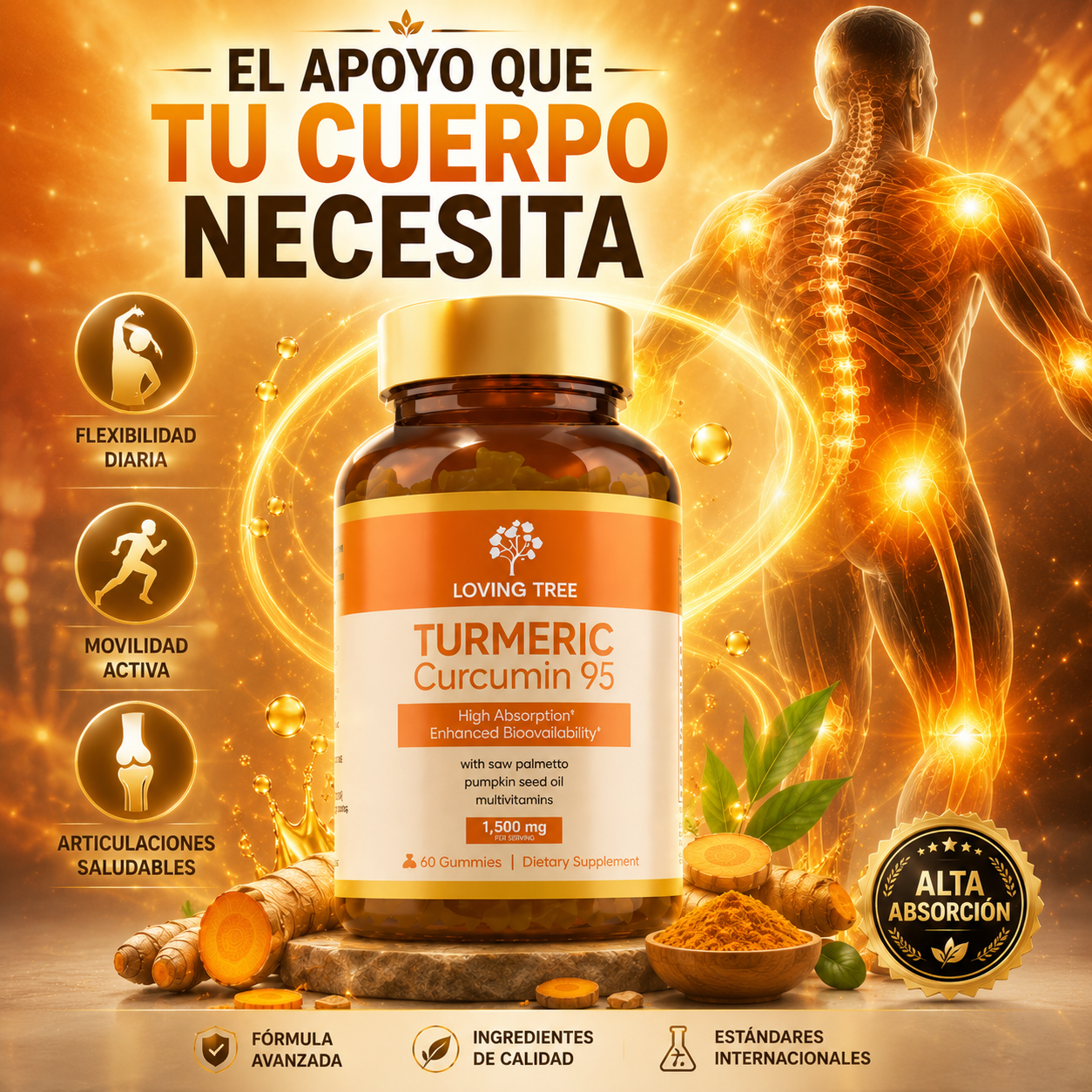 Cúrcuma 95 – Turmeric 95% Concentrado para Articulaciones, Energía y Bienestar Diario