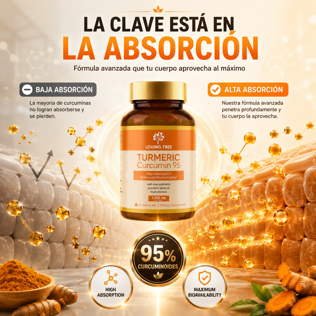 Cúrcuma 95 – Turmeric 95% Concentrado para Articulaciones, Energía y Bienestar Diario