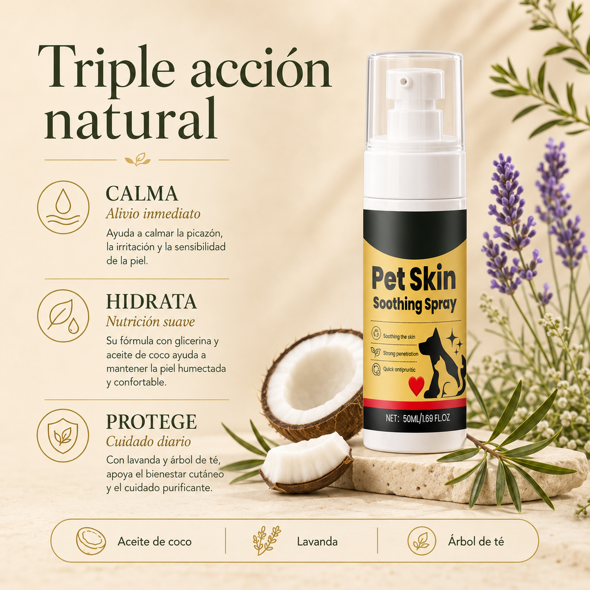 Pet Skin Spray - Reparador, Alivia Irritación y Favorece la Recuperación